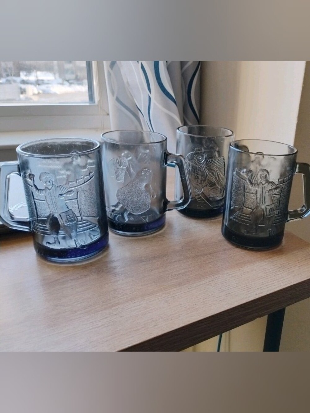McDonald's Smoky Gray Glass Character Mugs - Set of 4